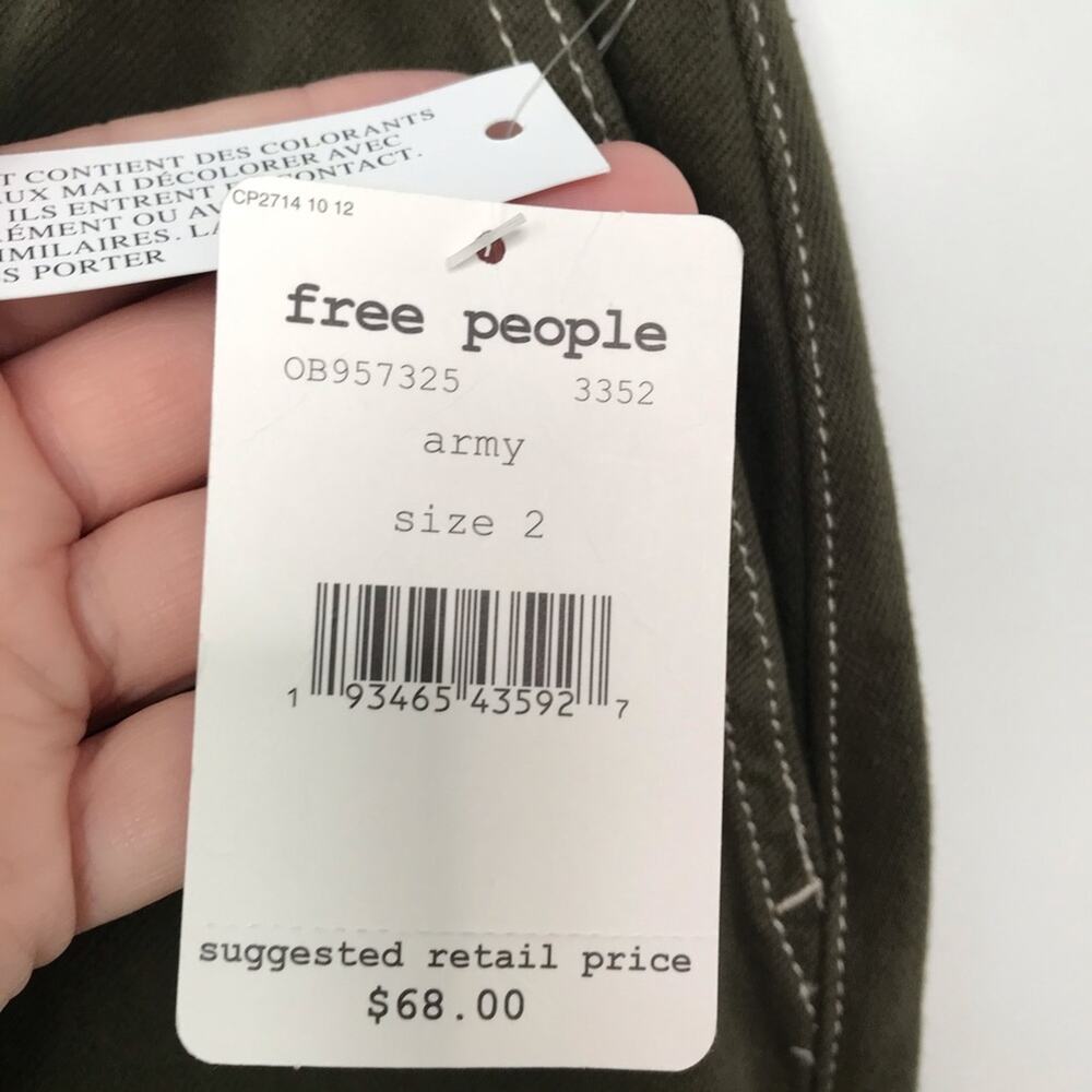 NWT Free People Splendor In The Grass Skirt Green Paper Bag Waist Boho Size 2 - Picture 7 of 9